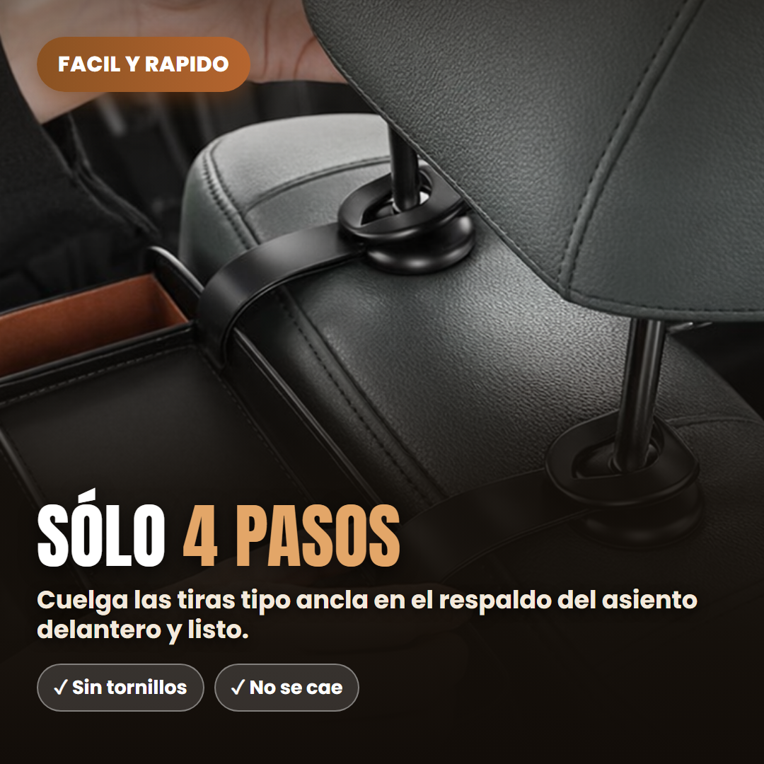 Como se instala: tiras tipo ancla en el respaldo del asiento delantero