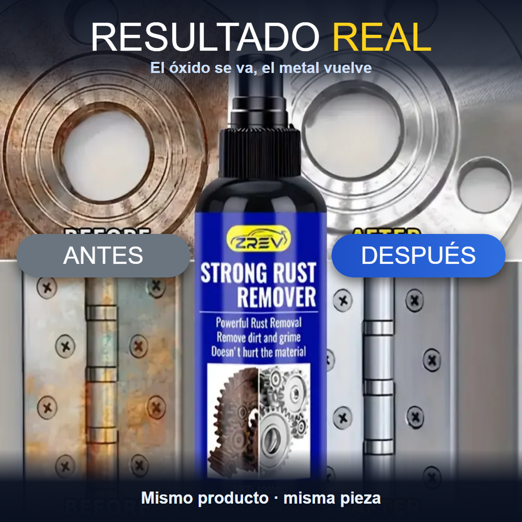 Resultado real: antes y despues del removedor de oxido